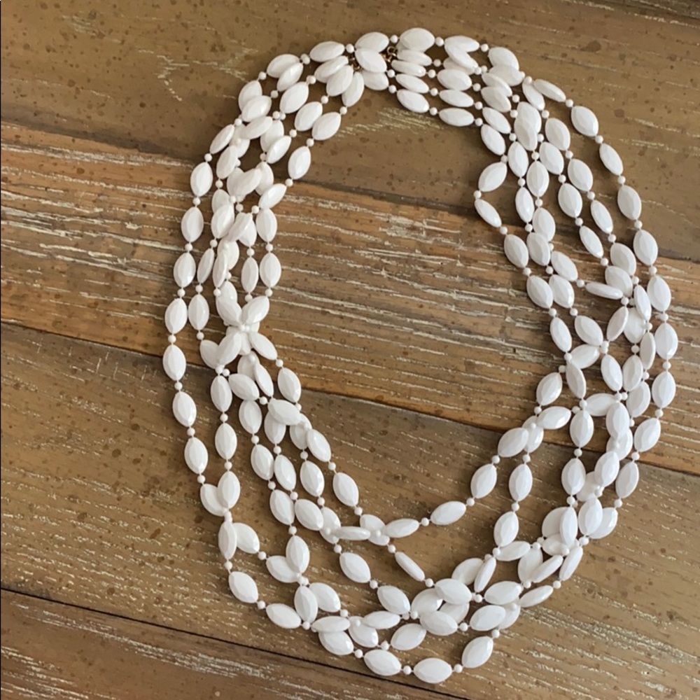 Vintage triple strand white bead necklace